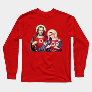 Hearts of Jesus and Mary: Sacred and Immaculate Heart Long Sleeve T-Shirt